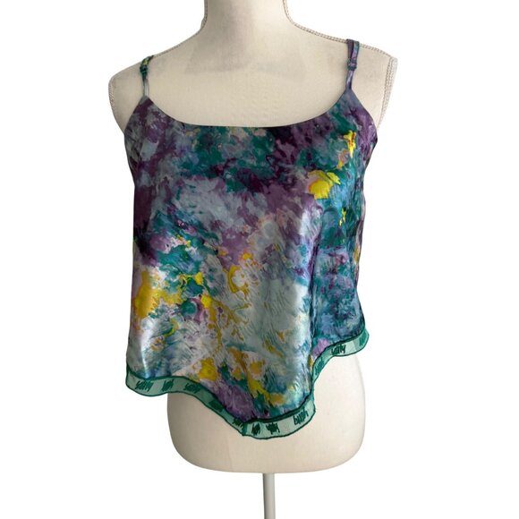 YITTY Fabletics Lizzie Multicolor Logo Silky Tank Top Size Medium - Picture 5 of 9